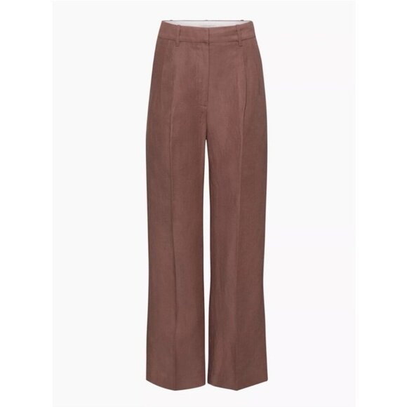 Wilfred The Effortless Linen Pant in Mocha Sorbet Wide Leg High Rise Size 00 - Picture 2 of 15